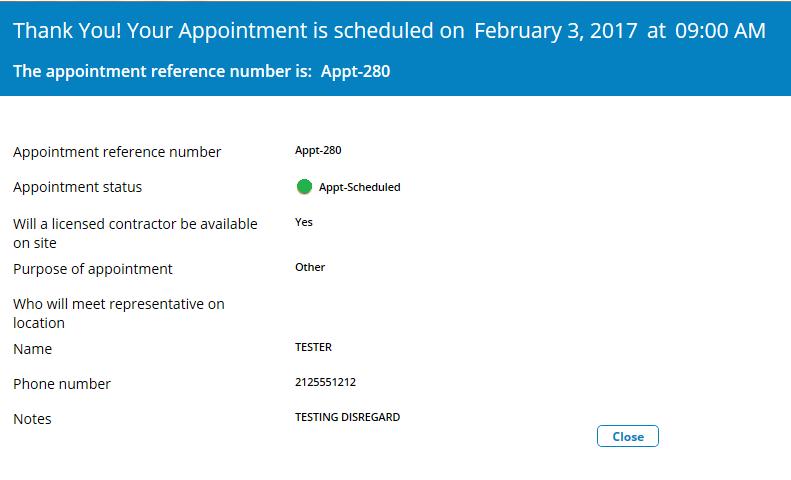 A 5 minute timer will appear for the user to finish to creating the appointment.