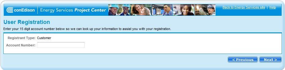 If your selection is Customer, it is optional to enter the Con Edison account number in the menu below.