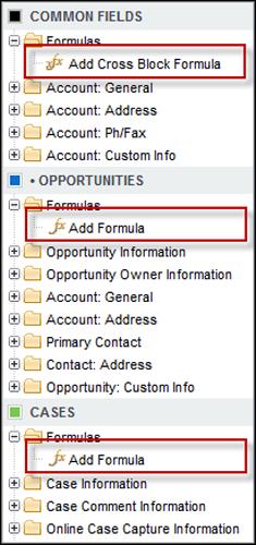 To create a standard custom summary formula, go to the area for the report type, and double-click Add Formula.
