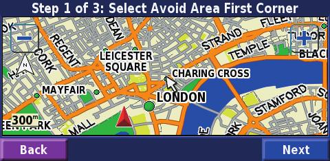 ➊ Touch Add New Avoid Area or Add New Avoid Road. > Avoidance Setup.