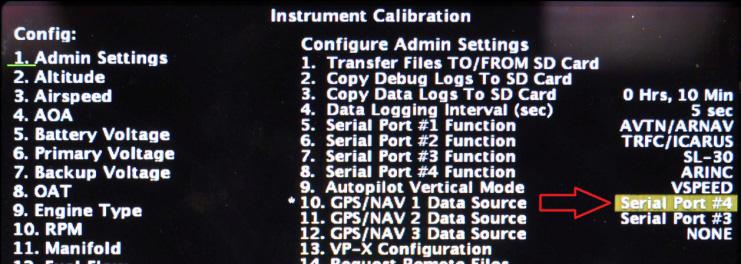 GPS/NAV 3 Data Source Serial Port #1 2.