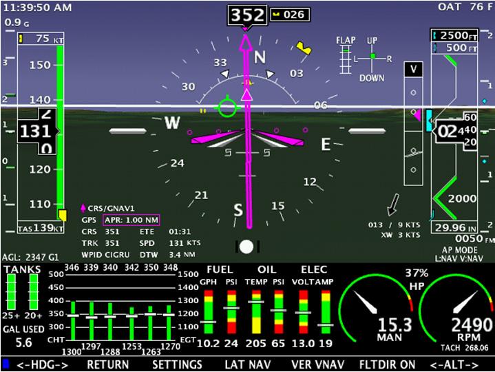 Note: Selecting CRS/MAP will match the course needle with the navigation source set in the map settings page GPS Navigation Display Vertical Deviation Pointer The Vertical Deviation Pointer (VDP) can