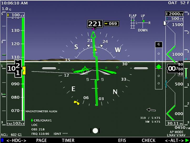 TO FROM ILS Navigation Display Runway Heading Localizer CDI Glide Slope VDI ILS Frequency AP/FD Mode You should always set the ILS inbound Approach Course using the CRS knob selection.