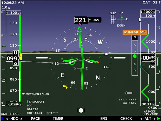 EFIS Flight Director/Autopilot Turning on the AP/FD Mode The flight director can be turned on from the following menu: [EFIS] -> [AP/FD] -> [FLTDIR ON/OFF] The wings that come up when the flight
