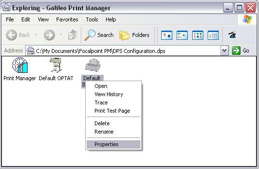 Itinerary Printer Setup If you are continuing from the previous section, the Galileo Print Manager Configuration window is already displayed.