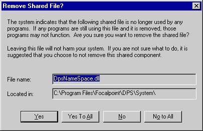 6. If prompted to remove one or more shared files, click Yes to All. 7.