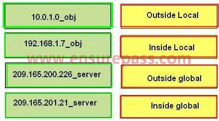 DRAG DROP Based on this NAT command, drag the IP address network on the left to the correct