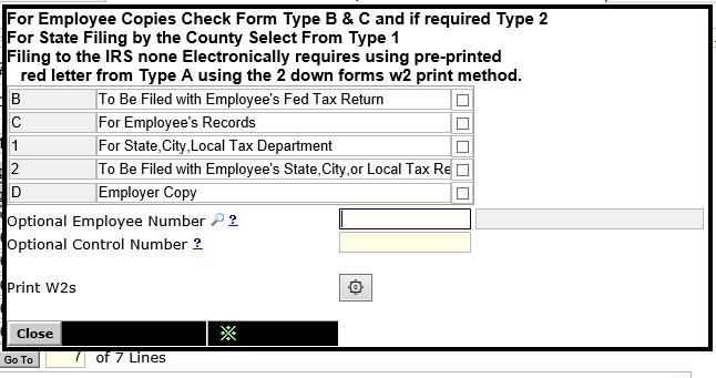 W2 Set-up and Process 6 iii. Enter the optional EMPLOYEE NUMBER and/or OPTIONAL CONTROL NUMBER (please refer to agency instructions). iv.