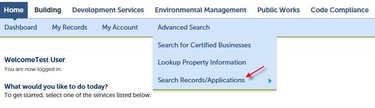 Advanced Search Hover over the Advanced Search Link under Home.