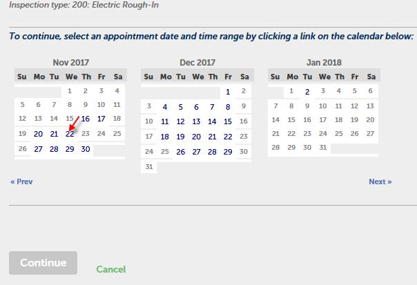 Select a date (valid dates are blue): Select a