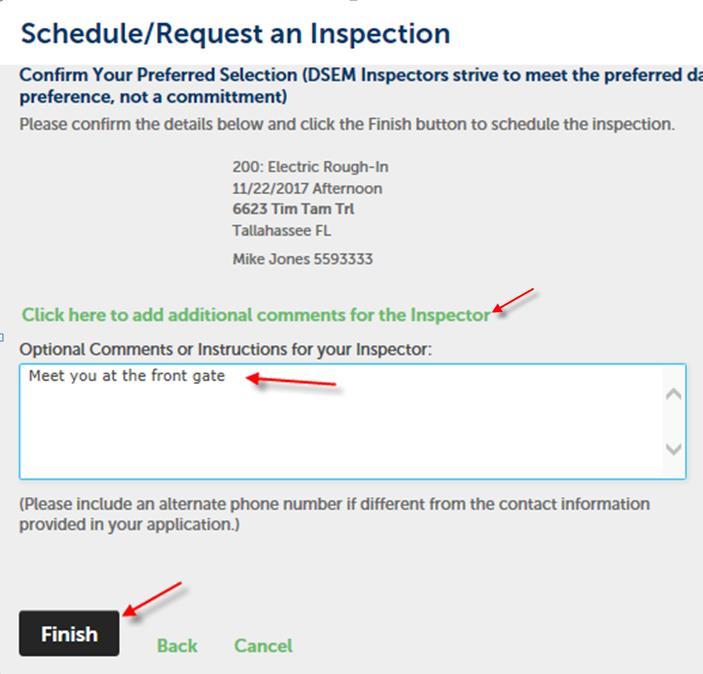Re-Scheduling Inspections Perform steps 1 thru 5 under the Scheduling Inspections above, finding the inspection