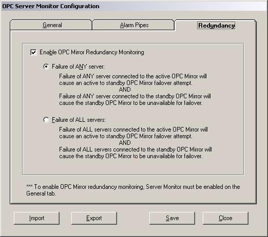 Redundancy December 2017 The marshalling of the connection between the 3rd-party OPC server and the active is handled automatically by the software.