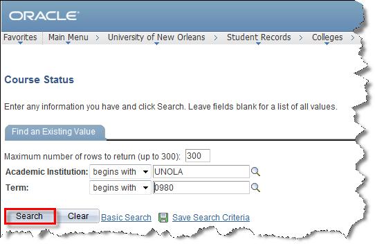 Course Status The course status page allows you to view details about individual course offerings for a given semester.