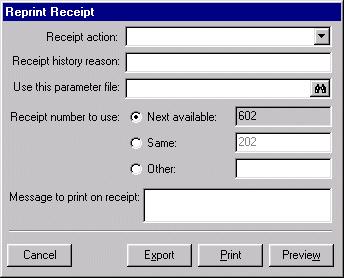 Include a message stating this receipt replaces the original receipt and include the original receipt number. Use the next available receipt number.