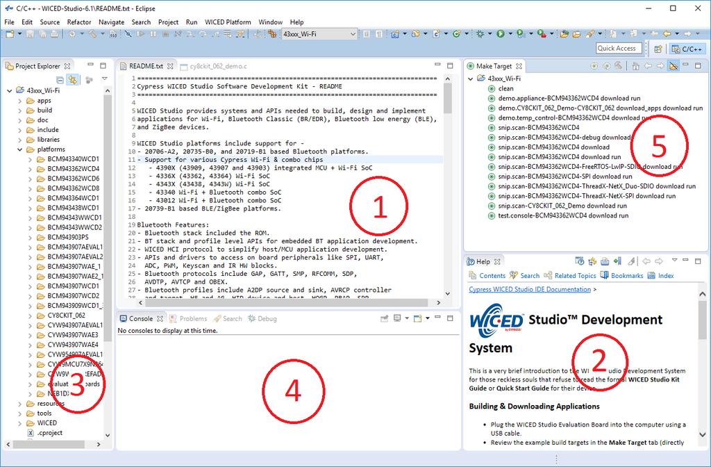 Introduction Figure 1-6. WICED IDE 1.3.2.1 WICED Studio Code Examples WICED Studio includes libraries and code examples supporting both Bluetooth and WiFi platforms.