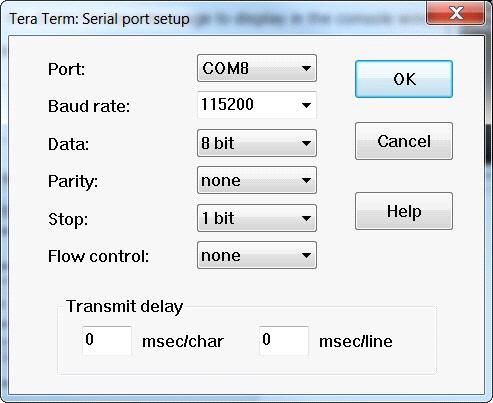 Go to Setup > Serial port, initiate a connection with the Serial port number from the Device Manager on the PC.