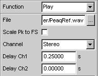 R&S / SOURce:PLAY:RESTart AUTO SOURce:PLAY:RESTart ONCE Inter-channel Delay Available only for stereo wav files, played in stereo mode.