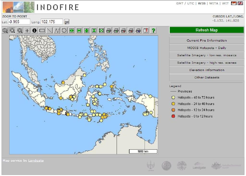 FIRE HOTSPOT INDOFIRE geoportal http://indofire.landgate.wa.gov.