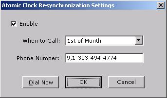 System atomic clock This option allows InnLine IP to call the Naval Observatory Atomic Clock and synchronize its time with the atomic clocks official time.