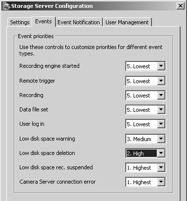 2Configuring The priority of an event created by a manual recording using Record Now ( P. 111) will the always be Priority 1. It cannot be changed from this dialog.