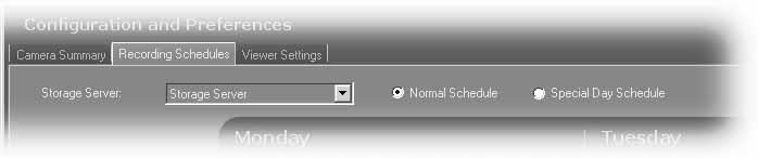 Configure Normal Recording About the Recording Schedules window - Normal Recording The Recording Schedules window is used for configuring recording settings for each known Camera