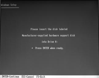 5. Insert the add-on RAID installation disk into floppy