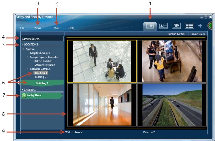 Viewing Video from Specific Cameras Chapter 2 Viewing a Video Grid Viewing Video from Specific Cameras To view video from one or more selected cameras, click the Camera Centric Workspace (Figure 2-1).