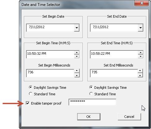 Enter a time between 30 seconds and 4 hours (the range cannot include more than one codec and the start time must be before the end time).