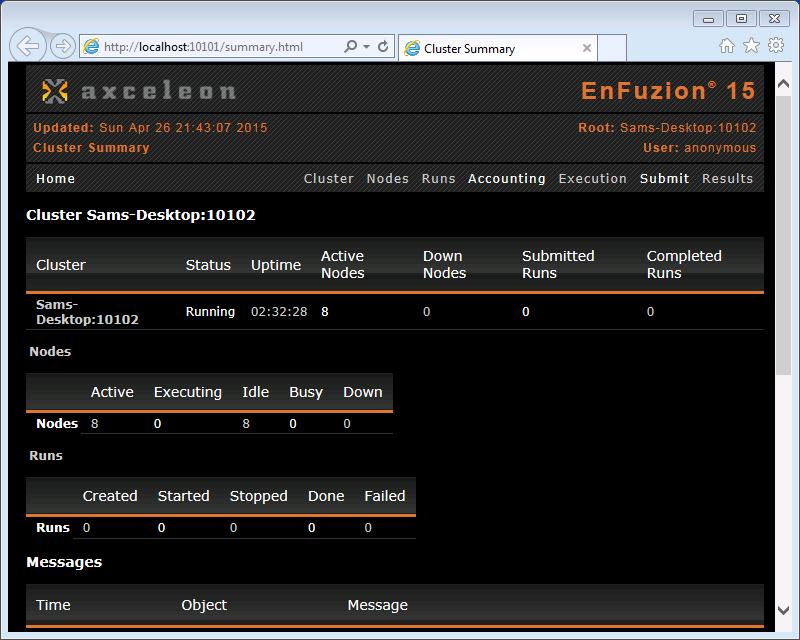 Figure 16-2: Restarting Compute Nodes Restart Compute Nodes from the EnFuzion3D Web Interface, by choosing a Node, and click on Start, as shown in Figure 16-3.