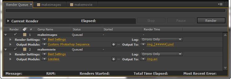 Invoke the EnFuzion3D Job Submission Interface by choosing FileScriptsenf_Submit.jsx from the After Effects menu.