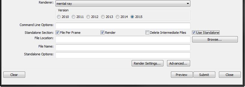 Figure 9-8: Parameters for.mi File Generation, Submission and Rendering 9.