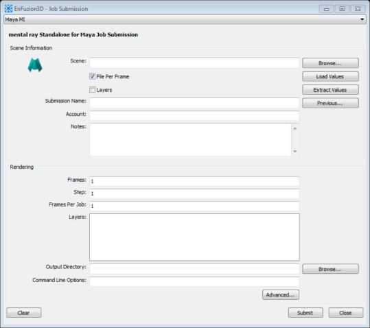 Figure 10-2: Job Submission Interface for mental ray Standalone Jobs 10.