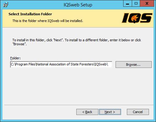 e. Select the folder where the IQSweb Service will be installed.