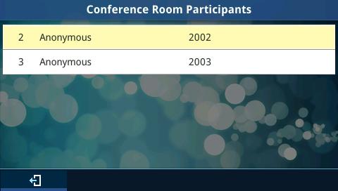 Figure 50: Conference Event Indicator A ConfRoom softkey should also appear to access the list of conference room users (as shown below).