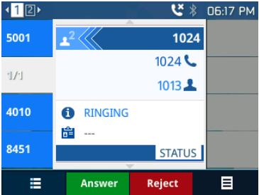 When another call comes in while having an active call, the phone will produce a Call Waiting tone (stutter tone). The other LINE key will flash in red.