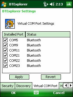 5-34 MC55 User Guide Figure 5-43 BTExplorer Settings - Virtual COM Port Tab Table 5-16 Virtual COM Port Tab Data Item Description COM5:Bluetooth Enable or disable COM Port 5.