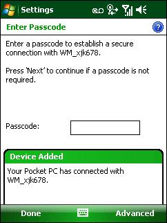 5-40 MC55 User Guide Figure 5-53 Bluetooth Connection Confirmation You are prompted to enter a passcode. If the device has a specific passcode, enter it in the Passcode field and tap Next.