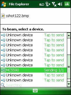 Navigate to the file to transfer. 5. Tap and hold on the filename until the pop-up menu appears. Figure 5-54 File Explorer Window 6. Select Beam File.