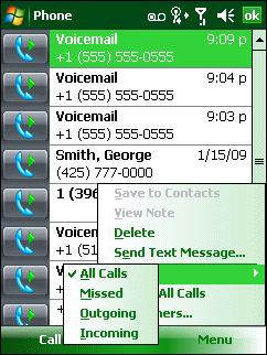4-16 MC55 User Guide Using Call History Use Call History to call someone who was recently called, or recently called in.