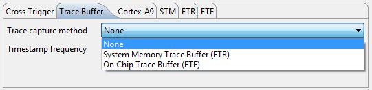 As mentioned in the introduction, the destination can be one of the following: None meaning the tracing is disabled ETR using any memory buffer accessible by HPS ETF using the 32KB
