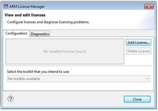 3-4 Activating the License Figure 3-3: ARM License Manager 4. In the Add License - Obtain a new licenses dialog box, select the type of license to enter.