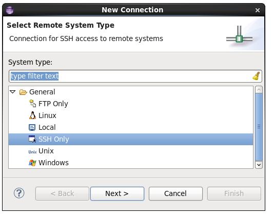 4-58 Setting up Remote System Explorer Figure 4-31: New Connection window 5.