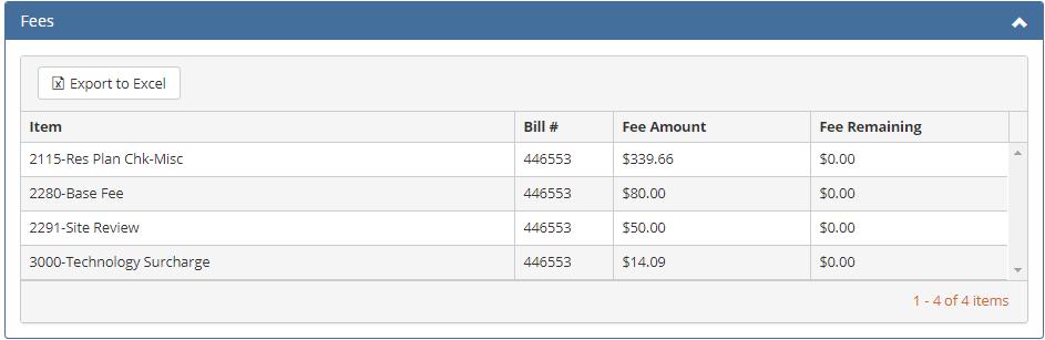 Fees Bill Number is only available from certain
