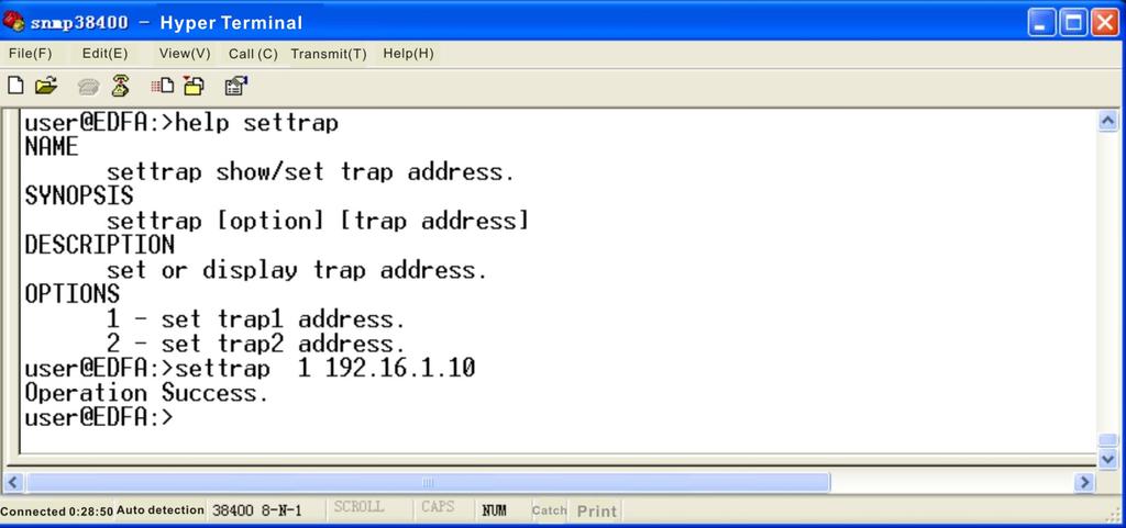 used to display the current configured trap IP, as