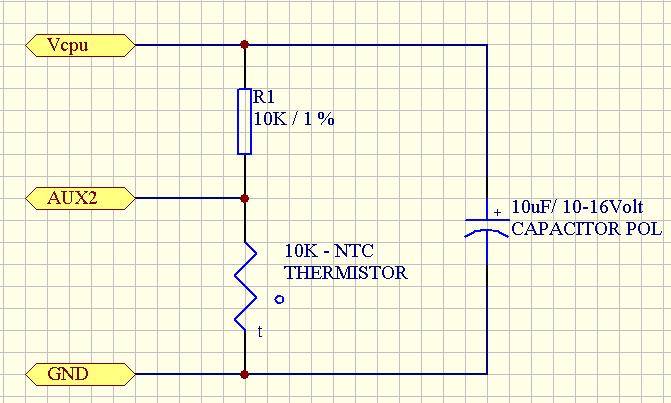 - 68 - Measuring temperature (NTC) using the AUX2 input example: The AUX2 input voltage (yellow wire) will change when the temperature changes.