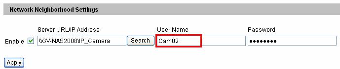4. To record another GV-IP Camera to GV-NAS System, repeat steps 1 to 3 and select a different user account.