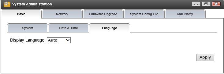 3 System Administration 3.1.3 Language The GV-NAS System supports 9 languages (see Specifications for details).