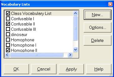 Chapter 9. Vocabulary Lists What You See: The Save dialog. 9. Give the new Vocabulary List file a new name by doubleclicking the word New, and typing the word Class in its place. 10. Click Save.