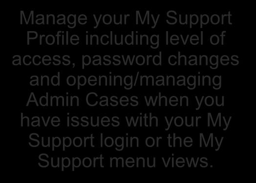 My Support: Managing Your My Support Profile Manage your My Support Profile including level of access, password