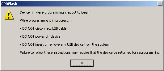 CPR Flash will display Attempting to communicate with device and Do Not Disconnect USB, as shown in Figure 10.